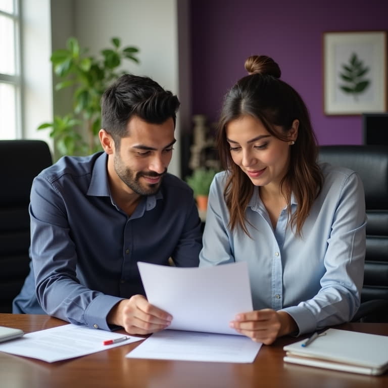 Pareja revisando el seguro
